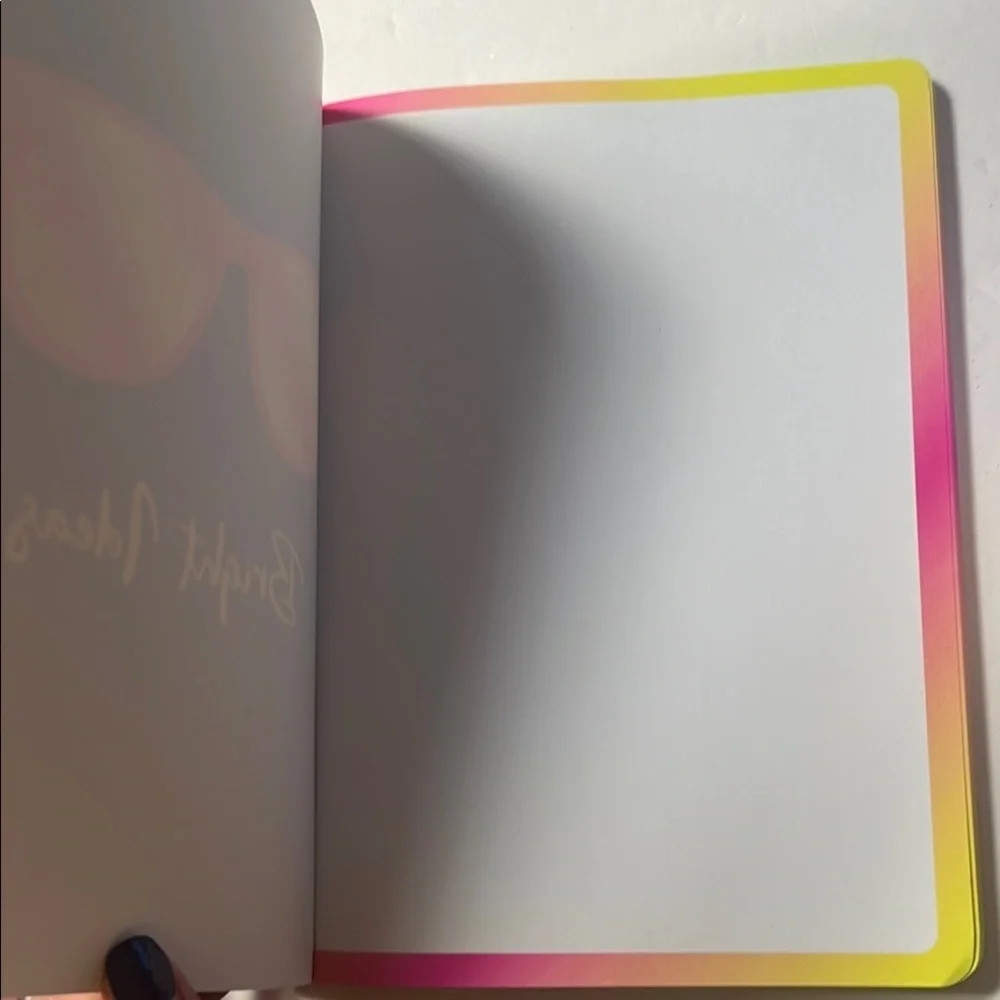 Black Notebook with Pink and Yellow Sunglasses Design Neon Pink and yellow